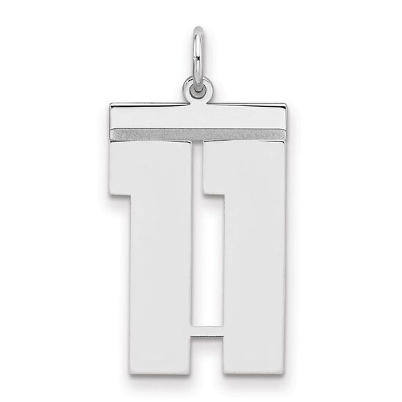 Sterling Silver, Athletic Collection, Large Polished Number 11 Pendant - Picture 1 of 3